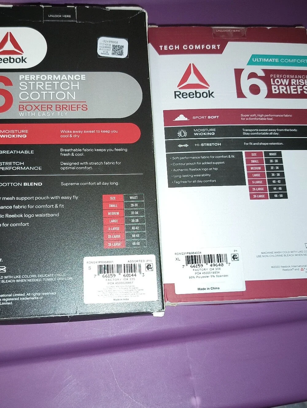 Reebok Men’s Boxer Bundle 2-Pack New in Box